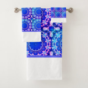 Royal blue Turquoise patterned Towel set