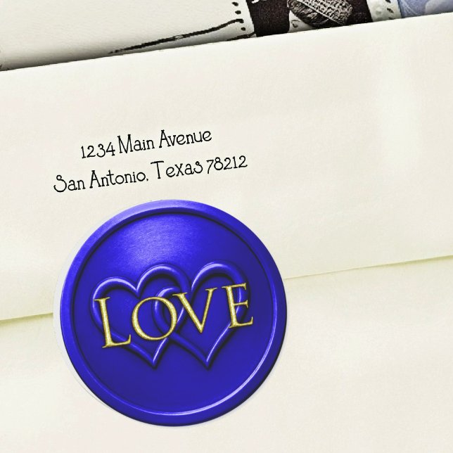 Royal Blue Two Hearts Intertwined Wedding Classic Round Sticker (Creator Uploaded)
