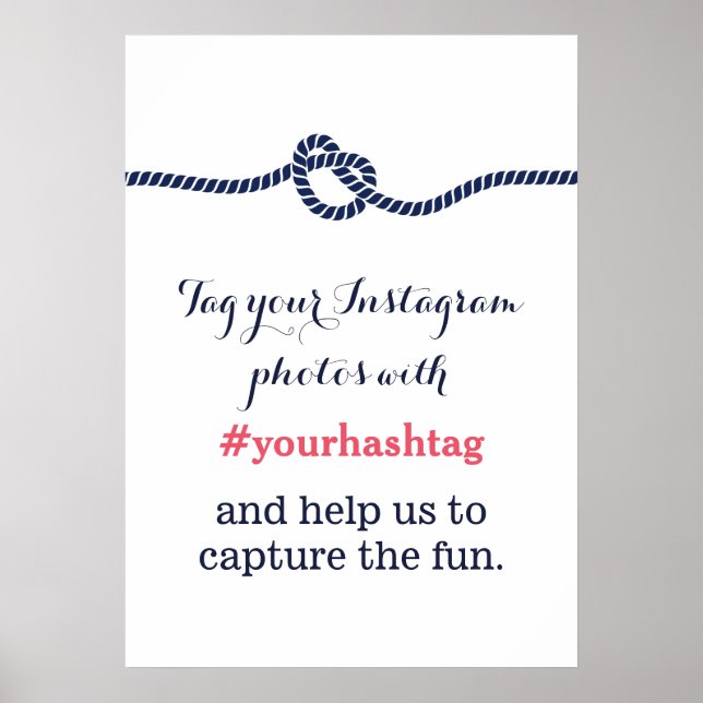 Royal Blue Tying the Knot Instagram Hashtag Sign (Front)