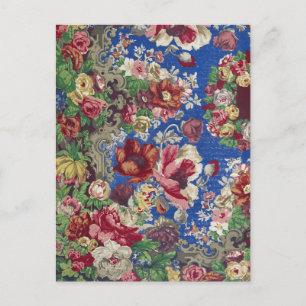 Royal Blue Victorian Rose Ornamental Pattern Postcard