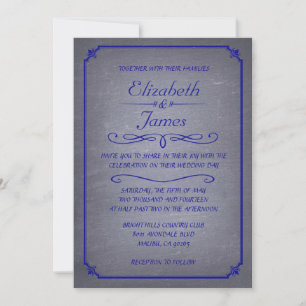 Royal Blue Vintage Chalkboard Wedding Invitations