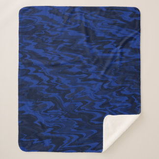 Royal Blue Wavy Liquid Water Pattern Sherpa Blanket