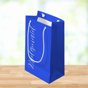 Royal Blue Wedding Bridesmaid Stylised Script Small Gift Bag