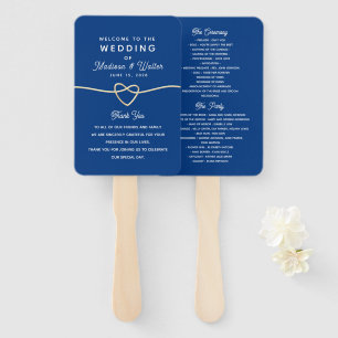 Royal Blue Wedding Program Hand Fan