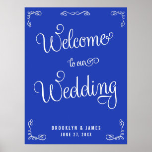 Royal Blue Wedding Reception Print With Swirls