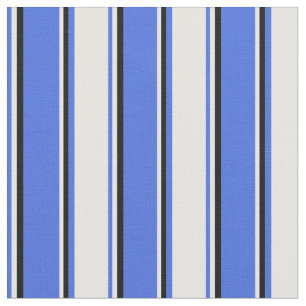 Royal Blue, White, and Black Coloured Lines Fabric