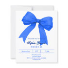 Royal blue white bow SWEET 16 invitation
