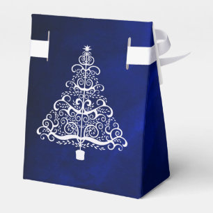 Royal Blue White Christmas Tree Wedding Favour Box