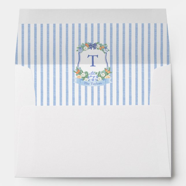 Royal Blue White Citrus Holidays Return Address Envelope (Back (Bottom))