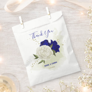 royal blue white floral greenery wedding favour bags