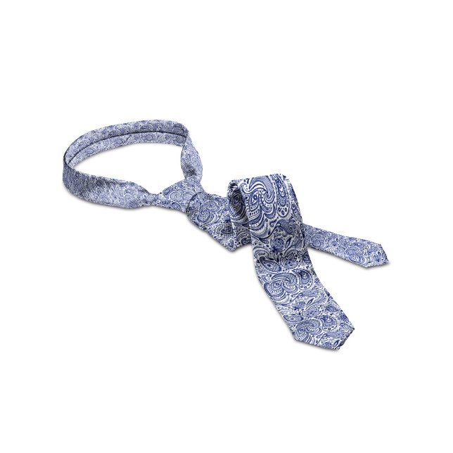 Royal Blue & White Floral Paisley Pattern Tie (Creator Uploaded)