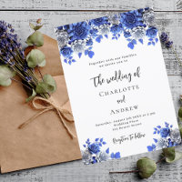 Royal blue white florals wedding