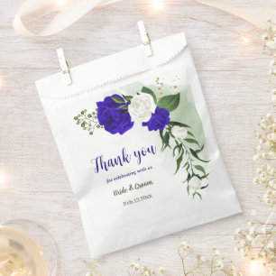 royal blue & white flowers greenery wedding favour bags
