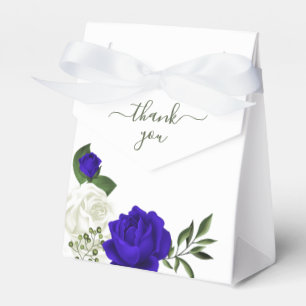 royal blue & white flowers greenery wedding favour box