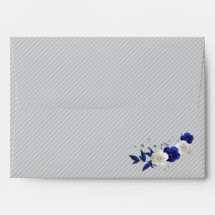royal blue  white flowers grey wedding envelope