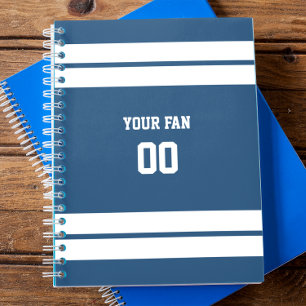 Royal Blue & White Football Team Personalised Spiral Notebook