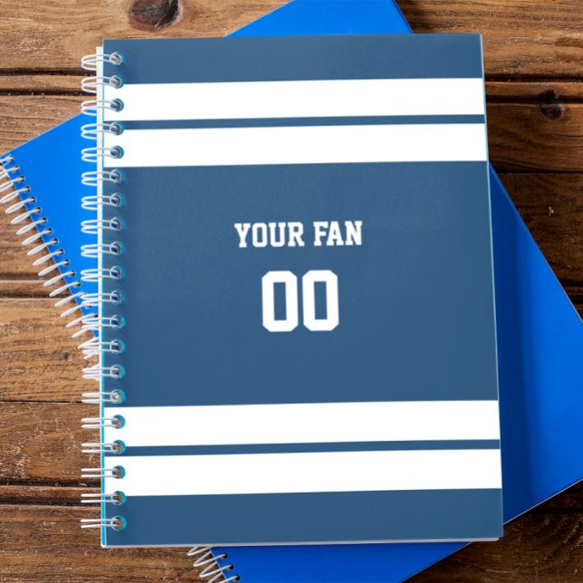 Royal Blue & White Football Team Personalised Spiral Notebook (Creator Uploaded)