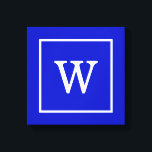 Royal Blue White Framed Initial Monogram Canvas Print<br><div class="desc">Royal Blue and White Framed Initial Monogram A stylish solid background with a white framed area for your monogram, name or other text. You can also change the text font, change the font size and colour, move the text, etc. If you would like this design in other colours, just drop...</div>