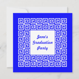 Royal blue & White Key Grad Party Invitation
