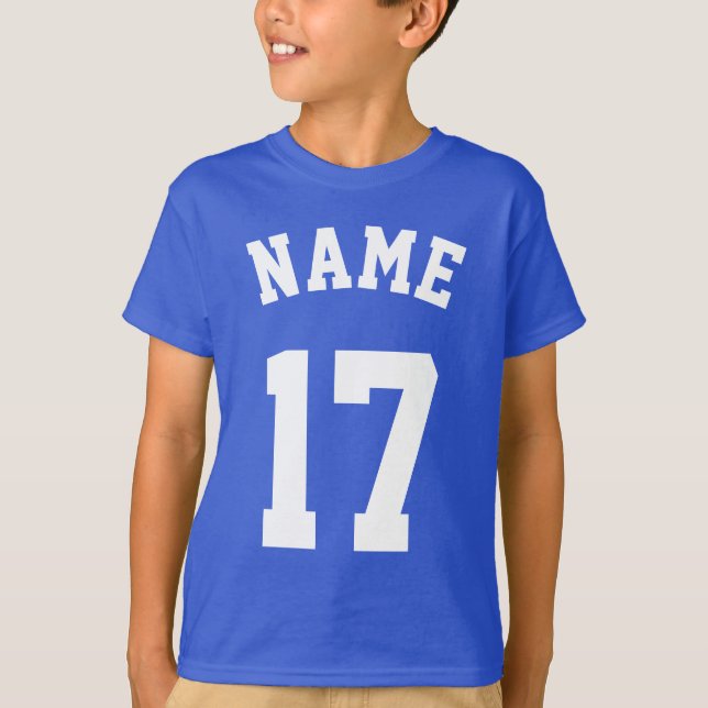 Royal Blue & White Kids | Sports Jersey Design T-Shirt (Front)