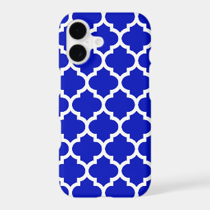 Royal Blue White Moroccan Quatrefoil Pattern #5