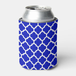Royal Blue White Moroccan Quatrefoil Pattern #5 Can Cooler