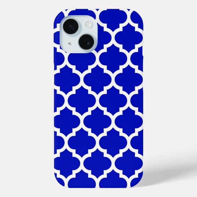 Royal Blue White Moroccan Quatrefoil Pattern #5 Case-Mate iPhone Case (Back)