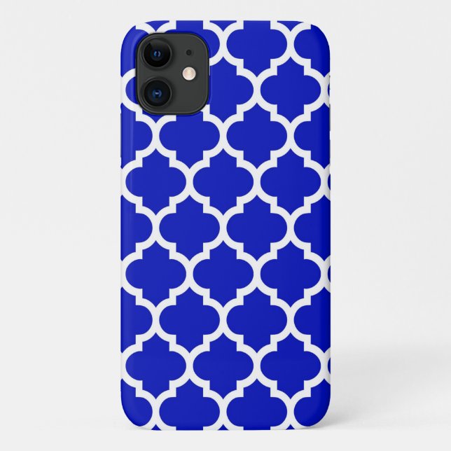 Royal Blue White Moroccan Quatrefoil Pattern #5 Case-Mate iPhone Case (Back)