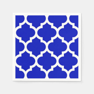 Royal Blue White Moroccan Quatrefoil Pattern #5 Napkin