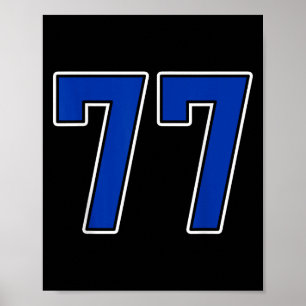 Royal Blue White Number 77 Jersey Player Uniform # Poster