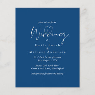 Royal Blue White Script Budget Wedding
