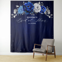 Royal Blue White Silver Floral Bridal shower Tapes