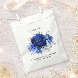 Royal Blue White Silver Metallic Bridal Shower Favour Bags