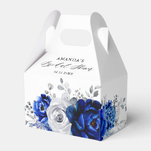 Royal Blue White Silver Metallic Bridal Shower Favour Box