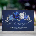 Royal Blue White Silver Metallic Floral Wedding Gu