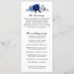 Royal Blue White Silver Metallic Floral Wedding Programme<br><div class="desc">Elegant royal blue white silver theme wedding program featuring elegant bouquet of royal blue,  Navy,  silver,  pure white colour rose flowers buds and sage green eucalyptus leaves. Please contact me for any help in customisation or if you need any other product with this design.</div>