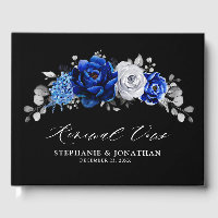 Royal Blue White Silver Metallic Floral wow renew