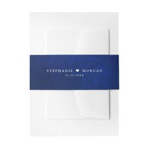 Royal Blue White Silver Metallic Wedding In Invitation Belly Band