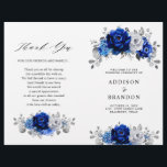 Royal Blue White Silver Metallic Wedding Program<br><div class="desc">Elegant royal blue white silver theme wedding program featuring elegant bouquet of royal blue,  Navy,  silver,  pure white colour rose flowers buds and sage green eucalyptus leaves. Please contact me for any help in customisation or if you need any other product with this design.</div>