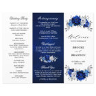 Royal Blue White Silver Tri-fold Wedding Program