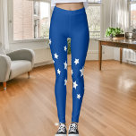 Royal blue white stars leggings<br><div class="desc">A simple diagonal pattern with white stars on a royal blue background.</div>