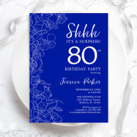 Royal Blue White Surprise 80th Birthday