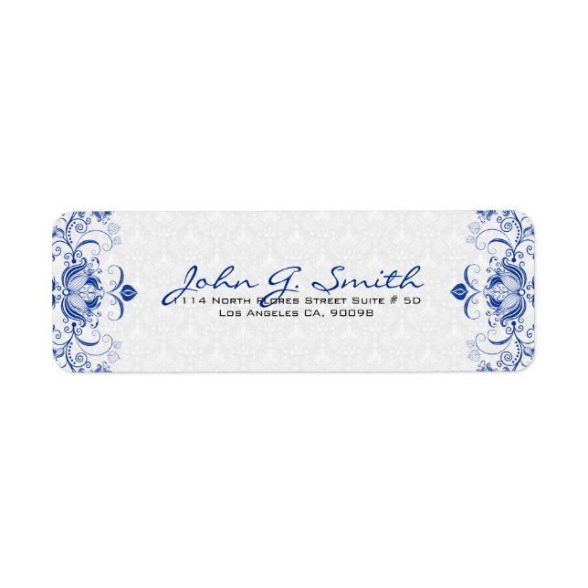 Royal Blue & White Vintage Floral Swirls & Damasks (Front)
