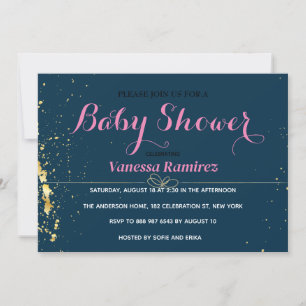 Royal blue with gold colour, cute invitation