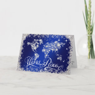 Royal Blue WORLD PEACE Diamonds PERSONALIZED Holiday Card