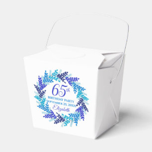 Royal Blue Wreath 65th Birthday Party Favour Box