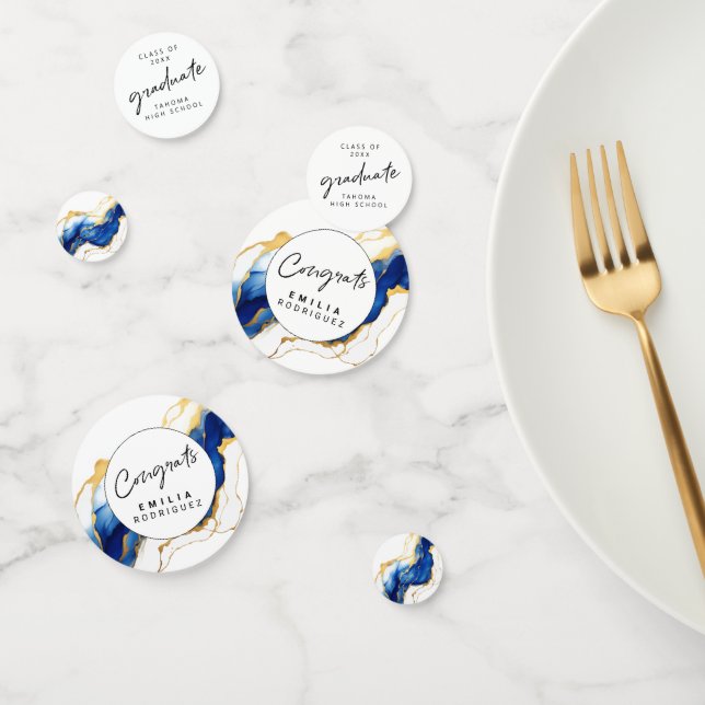 Royal Blue Yellow Gold Elegant Graduation Confetti (Group)