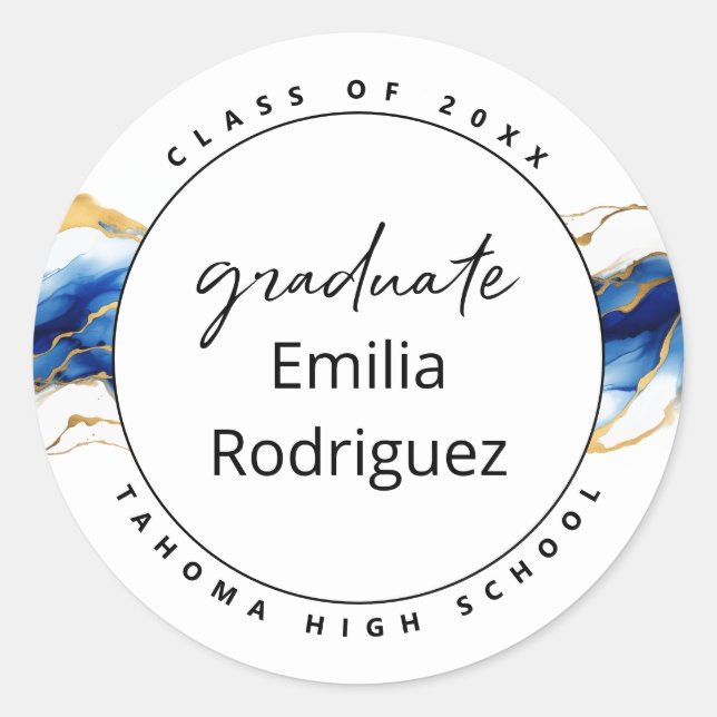 Royal Blue Yellow Gold Elegant Graduation seal (Front)