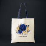 Royal Blue Yellow Gold Floral Bridesmaid gift Tote<br><div class="desc">Elegant royal blue gold theme bridesmaid gift tote bag featuring elegant bouquet of royal blue,  Navy,  gold,  yellow  colour rose flowers buds and eucalyptus leaves. Please contact me for any help in customisation or if you need any other product with this design.</div>