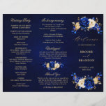 Royal Blue Yellow Gold Floral Wedding Program<br><div class="desc">Elegant royal blue gold theme wedding program featuring elegant bouquet of royal blue,  Navy,  gold,  yellow  colour rose flowers buds and eucalyptus leaves. Please contact me for any help in customisation or if you need any other product with this design.</div>